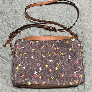 Michael Kors Brown Airplane Crossbody Bag